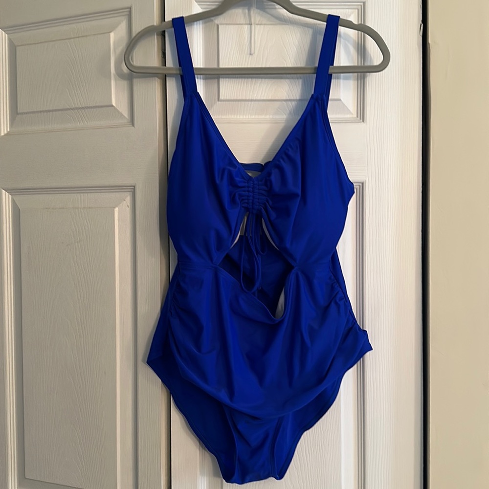 Blue Cutout One Piece Swimsuit